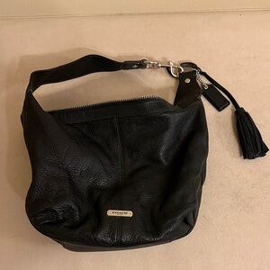 Coach F23960 Avery Black Pebbled Leather Hobo Shoulder Bag